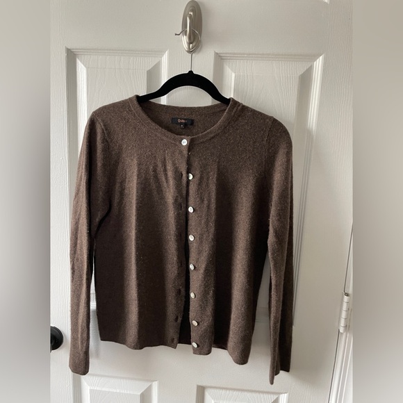 Brown Cashmere Cardigan Sweater - Picture 2 of 4